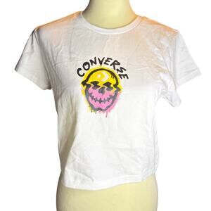 Converse Spray Paint Skull Graphic Boxy Cropped Tee, Women's Size Large, NWOT
